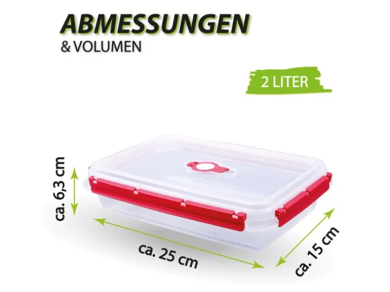 Bestlivings Frischhaltebox Mit Deckel Fresh System 2 Liter Brotdose Rot