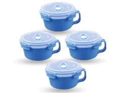 Bestlivings Frischhaltebox 0,85L Frühstücksschale Im Set Blau 4er Pack