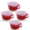 Bestlivings Frischhaltebox 0,85L Frühstücksschale Im Set Rot 4er Pack