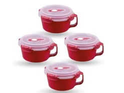 Bestlivings Frischhaltebox 0,85L Frühstücksschale Im Set Rot 4er Pack