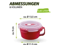 Bestlivings Frischhaltebox 0,85L Frühstücksschale Im Set Rot 4er Pack