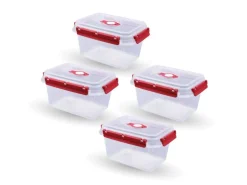 Bestlivings Frischhaltebox 1,5L Lunchbox Im Set Rot 4er Pack