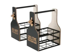 Boltze Flaschenträger Grillhouse 2-fach Sortiert 33 cm x 18 cm x 29 cm Natur