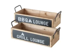 Boltze Tablett-Set Conny 2-teilig 2-fach Sortiert 15 cm x 20 cm x 48 cm Natur