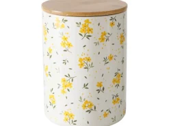 Boltze Vorratsdose Mayla 16 cm x Ø 12 cm Weiß-Gelb