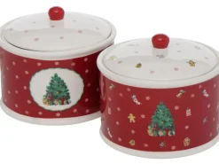 Boltze Xmas Vorratsdose Delight 2-fach sortiert Rot-Weiß