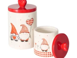 Boltze Xmas Vorratsdose Smilla 2er-Set Rot-Weiß