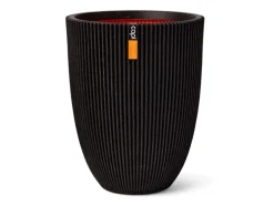 Capi Übertopf "Kugel Groove NL" elegant Schwarz 34 x 46 cm