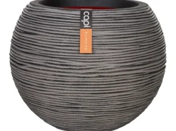 Capi Pflanztopf Nature Rib Kugel niedrig Riffel Ø 40 cm x 32 cm Anthrazit