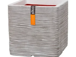 Capi Pflanztopf Nature Rib Quadrat Riffel 40 cm x 40 cm x 40 cm Elfenbein