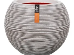 Capi Pflanztopf Nature Rib Kugel niedrig Riffel Ø 40 cm x 32 cm Elfenbein