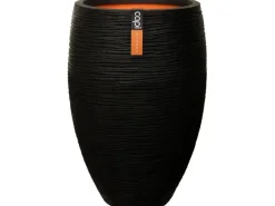 Capi Pflanztopf Nature Rib Elegant Deluxe Riffel Ø 40 cm x 60 cm Schwarz