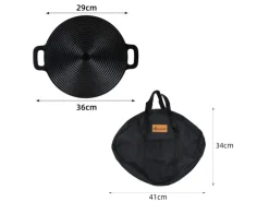 CCLIFE BBQ Grillpfanne Koreanische aus Gusseisen Runde Grillplatte Durchmesser 29cm