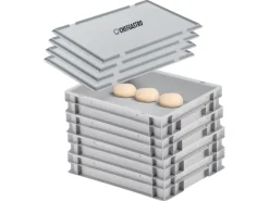 CHEFGASTRO SuperSparSet 4 x Pizzaballenbox Mit 4 x Deckel HxBxT 8,5 x 30 x 40 cm 9 Liter Teigwanne Für Pizzateig Sstapelbare Pizzabox