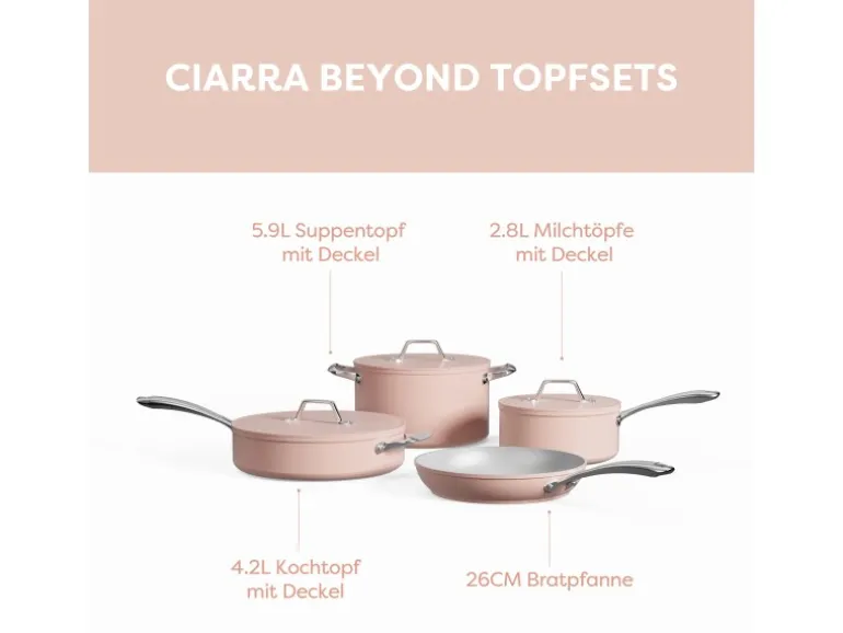 CIARRA Beyond Kochgeschirr Pfannenset 4-tlg Topf- & Pfannen-Sets Rosa VMCWSP7