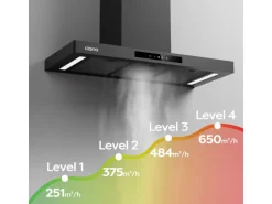CIARRA Dunstabzugshaube A+++ 650 m³/h 90 cm WIFI-APP Touch Control VMB9102P