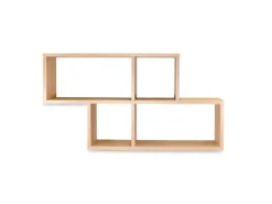 Coemo Wandregal Ernie Natur 100x20x53cm aus Holz Mit 4 Fächern