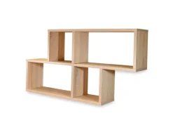 Coemo Wandregal Ernie Natur 100x20x53cm aus Holz Mit 4 Fächern