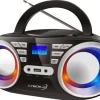 Cyberlux CL-800 CD-Player mit LED-Discolichter CD/MP3/USB Radio Schwarz/Silber