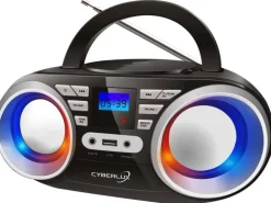 Cyberlux CL-800 CD-Player mit LED-Discolichter CD/MP3/USB Radio Schwarz/Silber