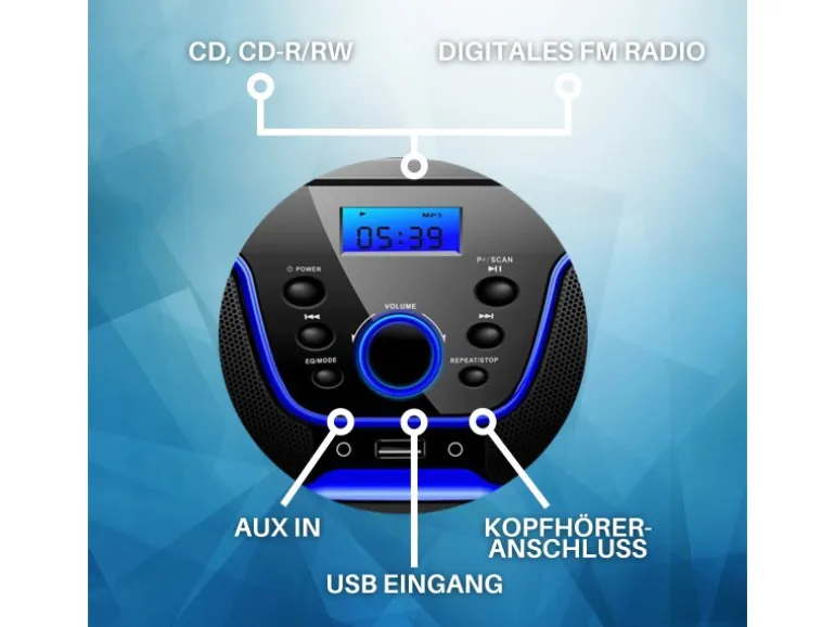 Cyberlux CL-2200 CD-Player mit Fernbedienung Tragbar Blau