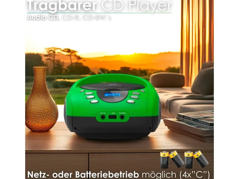 Cyberlux CL-700 CD-Player Tragbar CD/MP3/USB Radio Grün