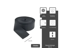 Dalsys Fugenband 2x 50m x 60mm Weich PVC Schwarz Dichtband gegen Feuchtigkeit