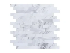 Dalsys Selbstklebende Fliesen 1m² 11 Stück Stäbe Weiß Silber