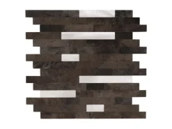 Dalsys Selbstklebende Fliesen 1m² 11 Stück Stäbe Dunkelbraun Silber