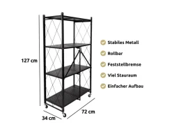 deluxe4home Klappbares Regal mit 4 Etagen 72x34x127 cm