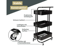 deluxe4home Rollwagen mit 3 Ablagen