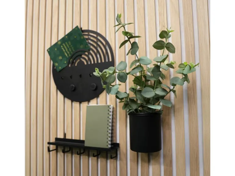 Denpanels Regal 5 Haken für Akustikpaneel inkl. Schrauben 30 cm x 7,2 cm Schwarz