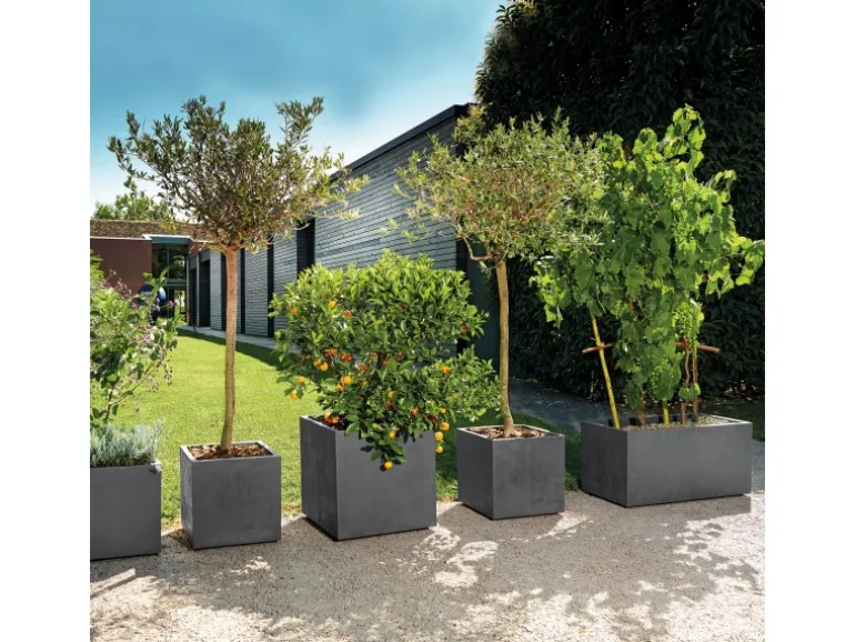 Deroma Pflanzkübel Cubo Millennium 25 cm x 25 cm x 25 cm Anthrazit
