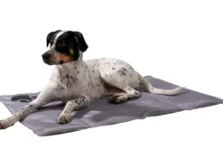 Dobar Große Kühlmatte für Hunde mit Pfoten Muster 99,5 x 70 cm Grau