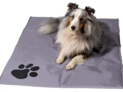 Dobar Große Kühlmatte für Hunde mit Pfoten Muster 99,5 x 70 cm Grau