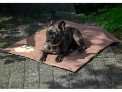 Dobar Große Kühlmatte für Hunde mit Pfoten Muster 99,5 x 70 cm Braun