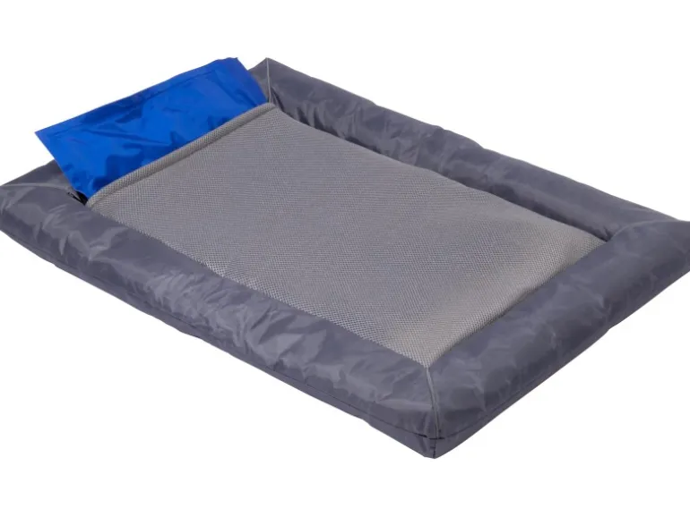 Dobar Liegekissen mit Herausnehmbarer Kühlmatte 76 cm x 58 cm x 7 cm Grau