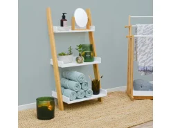 DuneDesign Badezimmer Leiterregal 45 x 90 cm aus Bambus