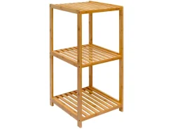DuneDesign Badezimmer-Regal 83 x 38 x 40 cm mit 3 Fächern aus Bambus
