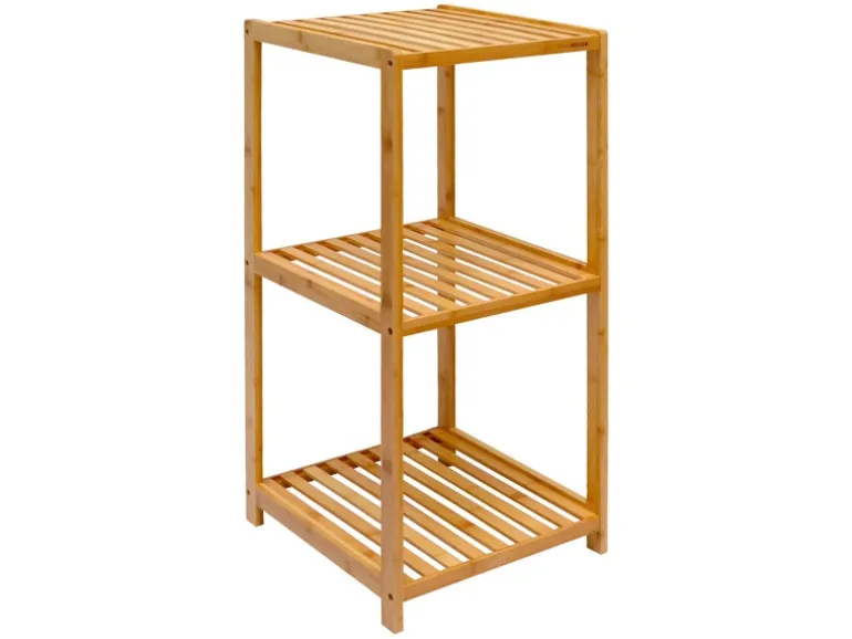 DuneDesign Badezimmer-Regal 83 x 38 x 40 cm mit 3 Fächern aus Bambus