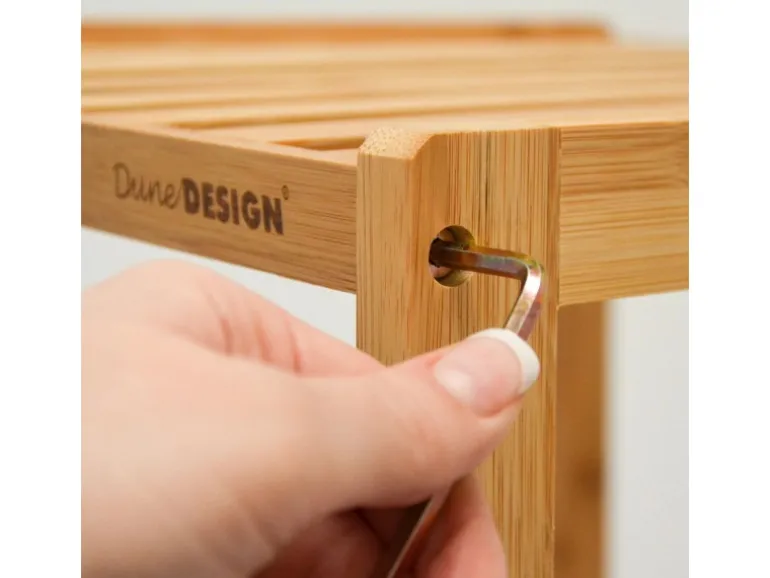 DuneDesign Badezimmer-Regal 83 x 38 x 40 cm mit 3 Fächern aus Bambus