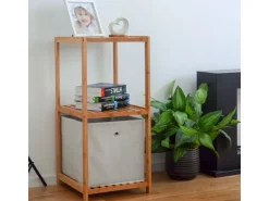 DuneDesign Badezimmer-Regal 83 x 38 x 40 cm mit 3 Fächern aus Bambus