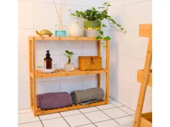 DuneDesign Bambus Regal für das Badezimmer  60 x 54 x 15 cm
