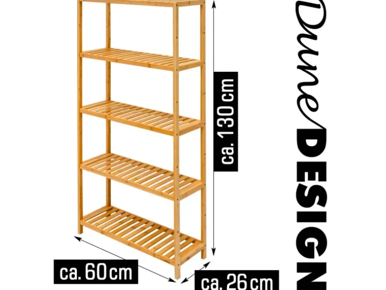 DuneDesign Bambus Regal für das Badezimmer 130 x 60 x 26 cm