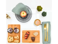 DuneDesign 6er Set Frühstücksbrettchen 22 x 15 cm aus Bambus Rund