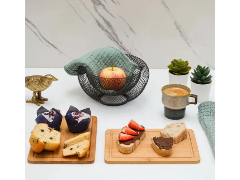 DuneDesign 6er Set Frühstücksbrettchen 22 x 15 cm aus Bambus Rund