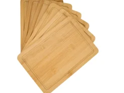 DuneDesign 6er Set Frühstücksbrettchen 22 x 15 cm aus Bambus Rund