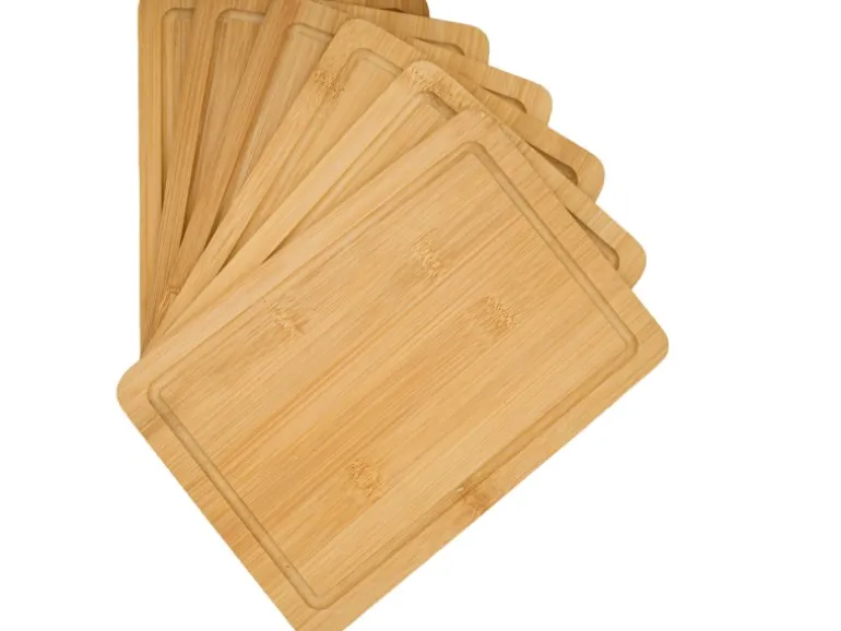 DuneDesign 6er Set Frühstücksbrettchen 22 x 15 cm aus Bambus Rund