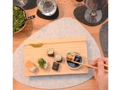DuneDesign 4er Set Japanisches Sushi Brett 27 x 16 x 4 cm mit Schälchen