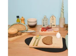 DuneDesign 3er Set Schneidebrett aus Bambus 33 x 22 cm mit Saftrille